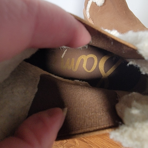 Sam Edelman Reagan Brown Suede Wedge Ankle Boots With Sherpa Trim Size 10 - Picture 15 of 17